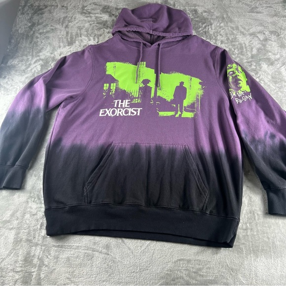 THE EXORCIST Licensed Hooded Sweatshirt Men's Sz XL Purple Black Hoodie Unisex - Picture 1 of 13